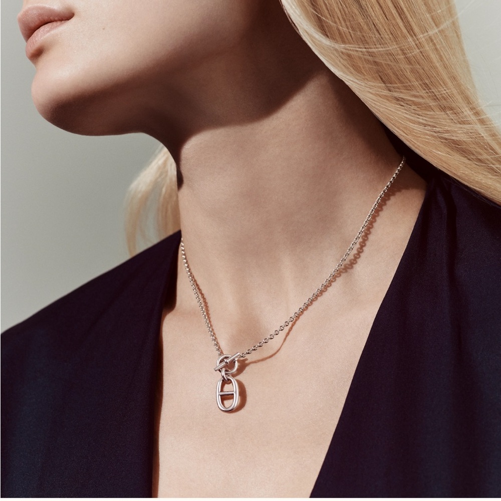 Authentic Hermes Silver Pendant Necklace